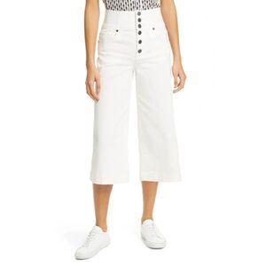 Joie Exposed Button Fly Crop Wide Leg Trousers